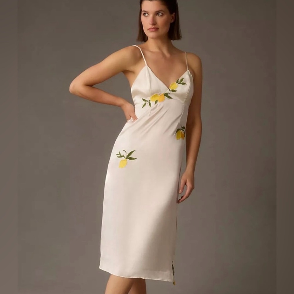 Anthropologie Lemon Embroidered Night Dress XS